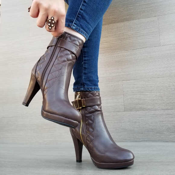 Platform High Heel Ankle Boots Fur inside-Z - Picture 4 of 8